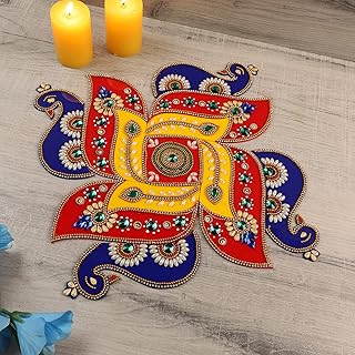 Indian decoration Itiha® Ringoli Swiss Geometric Peacock For Wall, Floor and Tables for Christmas and Diwali - 12 Pieces made by hand (12 inch).. DIAYTAR NIGERIA: Your gateway to affordable online retail with reliable delivery within the week.