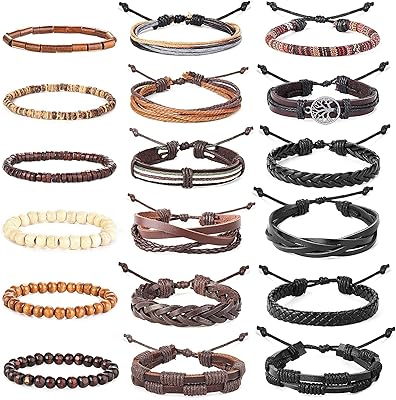 Hanbaboom 18 Pieces braided leather bracelets for men women weaving.. Experience the future of shopping with DIAYTAR NIGERIA's extensive selection delivered in just 5-8 days.