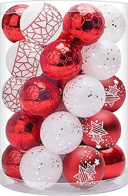 Red and white Christmas decorations: Noning Christmas tree decorations Small Christmas balls 60 mm/2.36 inches, lot of 34 pieces.. Your e-commerce hub for everything — DIAYTAR Nigeria has you covered.