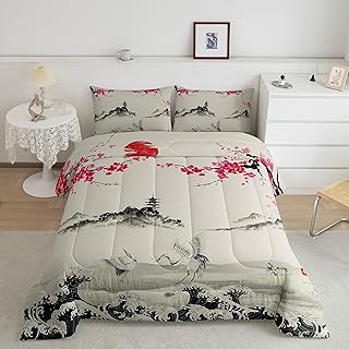 Cherry Flower Flower Flower Pattern For Boys and Girls, Japanese cranes, Ukiyoe's bedding decoration, queen size, Japanese duvet, interior padding for children and adolescents, vintage duvet decoration with 2 pillowcases.. Thousands of choices. Zero hassle. All thanks to DIAYTAR Nigeria.