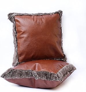 Luxury Cushion Cushion in Buffalo Leather True Hyde & Stonetm (20 "X 20" A+ True quality buffalo leather.. DIAYTAR NIGERIA: Where shopping meets satisfaction with affordable prices and prompt delivery services.