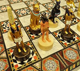 Egyptian chess game anubis orange and gold for men with mosaic tray.. DIAYTAR NIGERIA transforms online shopping with competitive prices and dependable nationwide delivery.