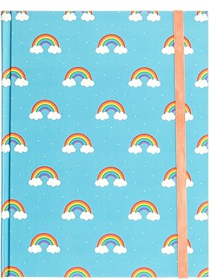 Cute cute graphic portable notebook, blue aluminum blanket with rainbow and white dots, size 6.75 "x 8.5" x 0.75 "to write notes, lists and more.. DIAYTAR NIGERIA: Your partner in affordable online retail with reliable delivery across the nation.