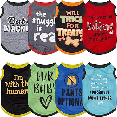 8 Pieces Printed Animal Printed Shirt With Funny Letters Summer T-Shirt For Pets For Puppies For Cool Puppies T-shirts for Breaty Dogs Outdoor Sweatshirt For Soft Dogs for Chats Dogs (Small).. Navigate through thousands of products at pocket-friendly prices with DIAYTAR NIGERIA's easy-to-use platform.