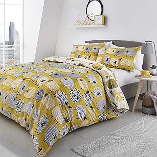 Reversible bed set fusion dotty sheep, ocher, very large bed.. DIAYTAR NIGERIA revolutionizes online shopping with competitive prices and reliable 5-8 day delivery.