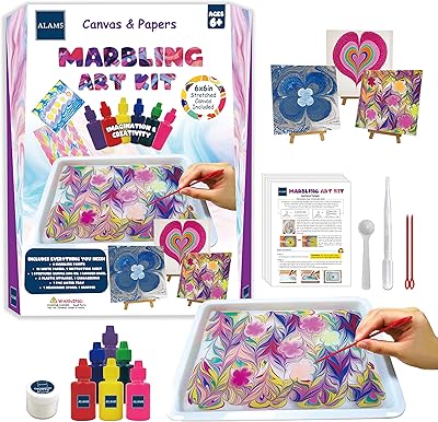 AM'S children's marble painting set, marble painting with easels, fabric, tray and watercolor paper, art toys for craft painting, gifts for children's activity, girls, boys and adults.. Discover a world of affordable shopping with DIAYTAR NIGERIA's vast marketplace delivered to you in days.