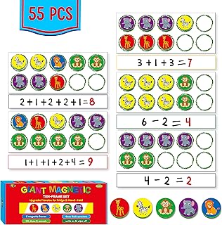 Magnetic set of ten frames, 5 frames and 55 colored counters, mathematical games with ten frames, handling toys manipulative on the theme of the jungle for kindergarten, 5 colors and 5 animals (refrigerator and portable).. Shop everything from A to Z on DIAYTAR Nigeria — delivered nationwide.