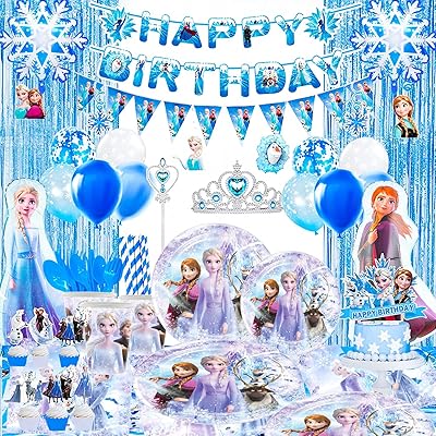 Birthday party supplies La Frove des Neiges, 136 Pieces Festival decorations and dishes The Snow Queen - Balls Banner Balen on the theme of the Snow Queen and Parties of Party, Tablecloth, etc. Anna and Elsa birthday decorations for girls.. DIAYTAR NIGERIA: Where shopping meets satisfaction with affordable prices and delivery within 8 days.
