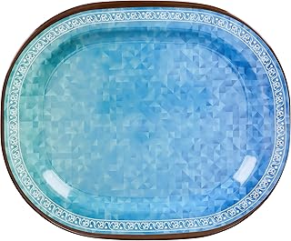 Royalford Plac plates in high -quality food melamine with an elegant blue design and an oval shape, ideal for serving rice, noodles and pasta, high quality blue rf117999.. E-commerce made for Nigeria — fast delivery and low prices at DIAYTAR.