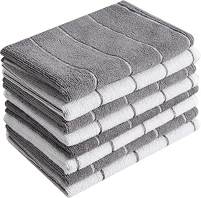 Microfiber kitchen towel, super absorbent, large thick elastic towel, striped pattern, 4 gray and 4 white.. DIAYTAR NIGERIA: Bringing affordable shopping solutions with a diverse product catalog delivered nationwide.