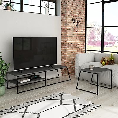Decorati TV cabinet, table, suitable for TV screen up to 55 inches, depth 45 x width 163 x height 38 cm, gray color.. DIAYTAR NIGERIA: Where shopping meets satisfaction with affordable prices and delivery within 8 days.
