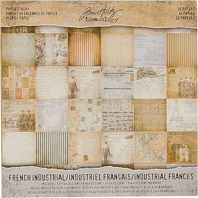 French synthetic paper Idealogia by Tim Holtz, 36 sheets, double -sided cardboard paper, different sizes, multicolored, th93052.. DIAYTAR NIGERIA: Making quality accessible to all Nigerians with affordable prices and quick delivery.