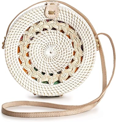 Rattan bags for women - hand -woven rattan handbag with a bohemian circular design of Bali.. DIAYTAR NIGERIA brings quality products to every corner of Nigeria at prices everyone can afford.