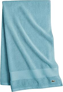 Cotton bathing towel Supima Lacoste Heritage, Cyan, 30 "X 54".. You shop, we deliver — quick and easy with DIAYTAR Nigeria.