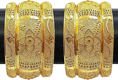 Set of traditional gold -plated yubella bracelets elegant 1 gram for women.. DIAYTAR NIGERIA brings the market to your fingertips with affordable prices and swift delivery services.