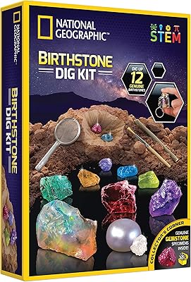 Birth stone excavation kit - STEM scientific kit with 12 real birth stones, includes a real diamond, a ruby, a sapphire, a pearl and more, unearthed superb precious stones, girl toys, toys for boys.. DIAYTAR NIGERIA provides endless shopping possibilities with affordable prices and prompt delivery service.