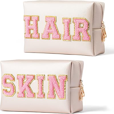 Y1tvei 2pcs preppy patch skin hair varsity letter trousse de toilette.. Shop efficiently with DIAYTAR NIGERIA, offering thousands of products at unbeatable prices delivered promptly.