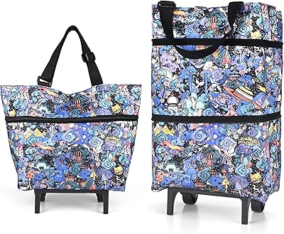 Improved shopping cart, 2 in 1 foldable shopping shopping shopping, foldable shopping bag with two reusable wheels for women, hand-pulled grocery bags, large capacity tote.. DIAYTAR NIGERIA: Your partner in affordable e-commerce with dependable delivery across Nigeria.