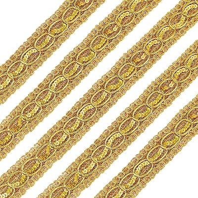 Fingerinspire 14.2 Yards 1.18 inch braided garnish with metal glitter ribbon with golden rod lace with golden steak tag with metal glitter jacquard for decoration of clothing to make yourself.. DIAYTAR NIGERIA transforms dreams into deliveries with our affordable prices and 5-8 day shipping.