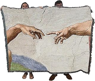 Hands of God and Adam - Sistine Chapel - creation of Adam - Michelangelo - cotton woven coverage - Made in the United States (72x54).. Shop across boundaries with DIAYTAR NIGERIA's comprehensive catalog delivered nationwide at budget rates.