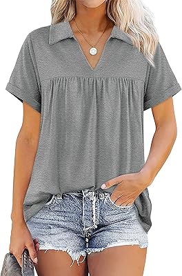 Kvisilo T-shirt Polo in casual cotton with short sleeves and V-neck for women.. DIAYTAR NIGERIA: Your trusted partner for affordable online shopping with reliable delivery timeframes.