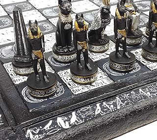 Egyptian chess game Anubis for men black silver and gold with hieroglyphic tray of 16.. Navigate countless options with DIAYTAR NIGERIA's comprehensive marketplace and budget-friendly shipping.