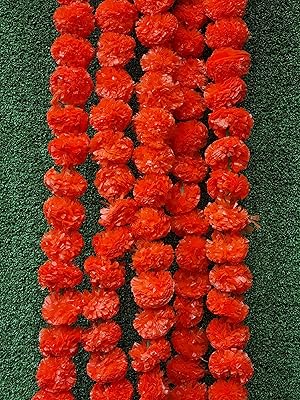 Garland of dark orange worries 5 feet long, Indian wedding flowers, concern for Diwali, set of 5, festive decoration, wedding, deepavali.. Discover the perfect shopping experience with DIAYTAR NIGERIA's vast selection and prompt delivery service.