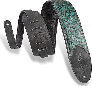 Large guitar strap in embossed leather Levi's Leather's Sundance 3 " - Western series - Palm green (M4WP -001).. DIAYTAR NIGERIA: Where thousands of products meet affordable prices and reliable 5-8 day delivery.