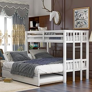 Superimposed bed double leg Imkk, double bunk bed in double/full/queen/king wood, can accommodate 4 people, stretch bunk beds with scale and safety bar, white.. Shop from anywhere in Nigeria and receive your DIAYTAR purchases at affordable prices within a week.