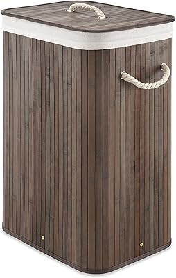 Whitmore rectangular rattan linen basket with rope handles, 12.25 "x 16.25" x 23.375 ", dark dye.. DIAYTAR NIGERIA connects you with what you need at prices you'll love, delivered within 8 days.