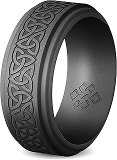 Trinity men's silicone ring - 9 mm engraved rubber alliance, breathable and comfortable.. Shop with confidence at DIAYTAR NIGERIA, enjoying competitive prices and delivery within 8 days.