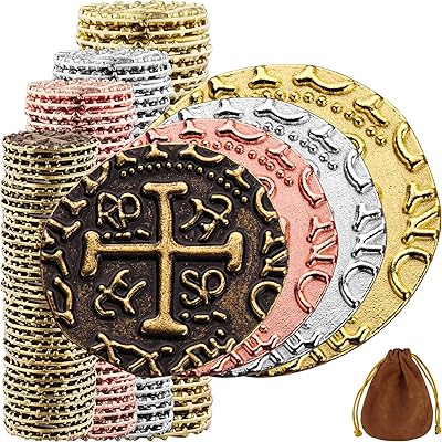 Pirate parts - Set of 100 pieces in the treasure in bronze, silver, gold and rose gold, metal replicas of Spanish duplicates for board games, tokens, cosplay - Treasure chest - Mixture of sizes m, l, xl, xxl.. Shop smarter with DIAYTAR Nigeria — affordable prices and a wide product range delivered in just 5 to 8 days.