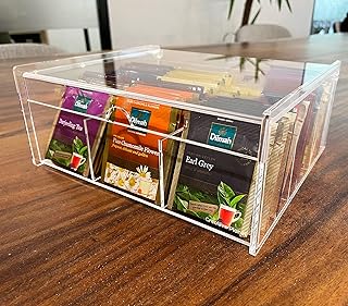 Creative Planet Modern Kitchen Organizer in Acrylic, Tea Box with cover for kitchen cabinets and counters - can contain tea sachets, packets, spices and craft objects - transparent (9 sections).. Shop across categories at DIAYTAR NIGERIA with the confidence of affordable prices and delivery within 8 days.