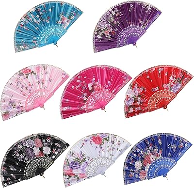 Folding fans Chinese Floral Folding Hand Foldable Foldable Bamboo and Silk.. DIAYTAR NIGERIA revolutionizes online retail with our extensive selection and dependable shipping service.