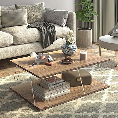 Modern coffee table made in Türkiye for the living room, easy to assemble - walnut and chrome.. Experience the power of choice with DIAYTAR NIGERIA's vast catalog and affordable 5-8 day delivery.