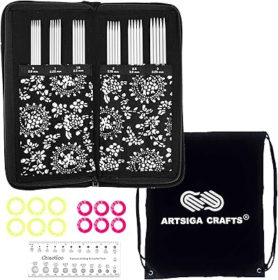 Set of knitting needles in twisted dupn twin -pole lace, sock needle with 1 Artsiga Crafts 6600 project bag.. DIAYTAR NIGERIA: Where affordability meets variety, with thousands of products delivered in less than 8 days.