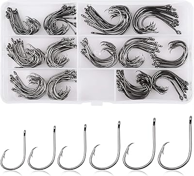 Set of hooks of salt water fishing, circular hooks in the shape of a right eye octopus, barbed steel hook with high carbon content 1/0-6/0.. DIAYTAR NIGERIA combines affordability with convenience, delivering your purchases within 5-8 days.