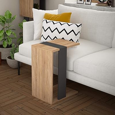 Decorti oily side table, in manufactured wood, multi -use for the living room, the desk and other spaces with a modern and elegant design, depth 40 x width 30 x height 57 cm, oak - gray.. DIAYTAR NIGERIA: Your partner in affordable online retail with reliable delivery across the nation.
