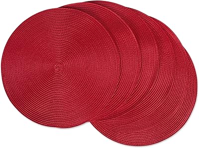 DII classic woven table runner set, interior/outdoor table linen set, round, 15 inches in diameter, tango red, 6 pieces.. DIAYTAR NIGERIA: Making online retail accessible to all with affordable nationwide shipping.