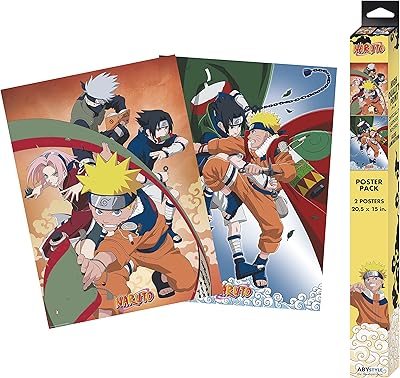 Set of 2 posters Chibi GB Eye Naruto Team 7, size 52 cm x 38 cm.. DIAYTAR NIGERIA: Where shopping is a pleasure with affordable prices and reliable delivery service.