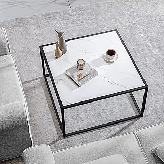 Small square coffee table in saigor marble, simple and modern central table for living room, home office, 27.6 x 27.6 x 15.7 inches, easy to assemble, white marble.. Discover a world of choices with DIAYTAR NIGERIA's extensive marketplace and prompt shipping service.