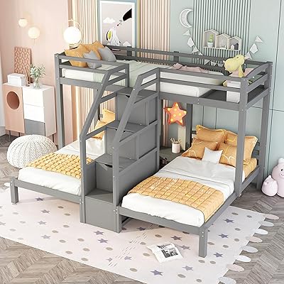Triple dhhu bunk bed with integrated and storage drawer.. Experience the joy of convenient shopping with DIAYTAR NIGERIA's vast selection and quick delivery service.
