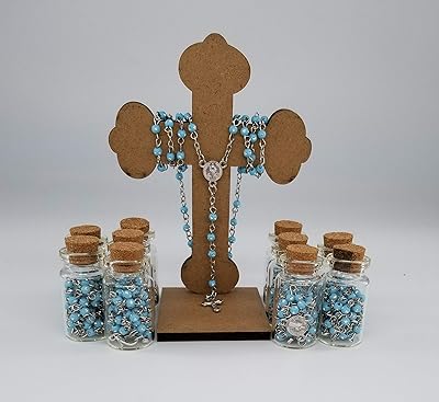12 pieces baptism chapelet in a glass in glass pearls multicolored pearls in pearl silver Catholic cross necklace for boys and girls.. DIAYTAR NIGERIA connects you with thousands of products at competitive prices, delivered within a week.