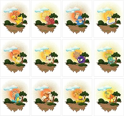 Pokémon poster wall decoration - Set of 12 pieces (8 x 10 inches) Boom room decoration, party, children's crèche, printable anime posters for bedroom decoration.. Shop confidently with DIAYTAR NIGERIA's vast product range and budget-friendly nationwide shipping.
