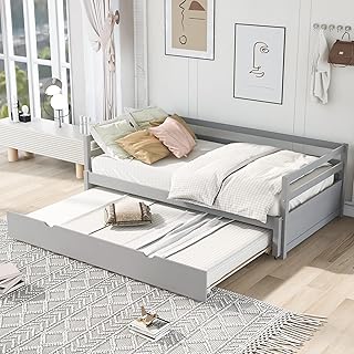 Sosfoam double or twin rest bed with support, solid wood with head and foot bed, no upholstery needed / easy to assemble for children's and adolescent rooms, gray.. DIAYTAR NIGERIA: Your partner in affordable e-commerce with dependable delivery across Nigeria.