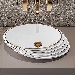 Decorative sink MEG 20.8 x 14.9 x 5.1 inches, Rose gold design, bathroom sink above the counter, porcelain and ceramic sink.. DIAYTAR NIGERIA brings retail convenience to your screen with affordable prices and dependable shipping.