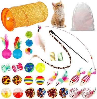 Shopizella 31 pieces set of cat toys - kitten toy assortments - Interactive cat toy accessories - varied toy set based on chat grass including a 2 -way cat tunnel, soft and much more for cats, kitty, puppy.. Your complete shopping solution, DIAYTAR NIGERIA delivers variety and value within the week.