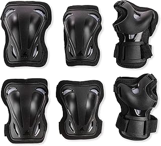 Skateboard equipment with rollers 3 rooms of protective equipment, kneepers, protective protectors, water skiing, multisport protection, unisex, black color.. Shop with confidence on DIAYTAR Nigeria — quality products and timely delivery.