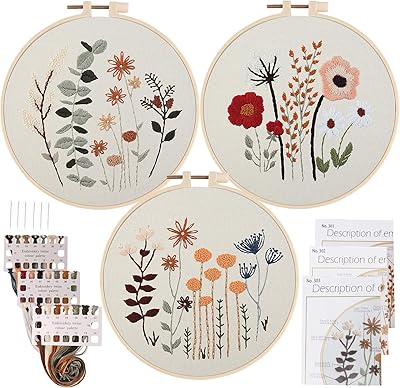 Up Home Embroidery Kit for 3 -piece beginners, cross stitch kits stamped with pretty patterns of flowers and plants with 1 embroidery hoop and colorful threads for adults and children.. Unlock access to a wide range of products with DIAYTAR NIGERIA's affordable e-commerce platform.