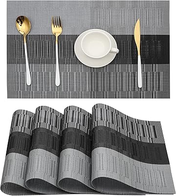 Cooking table tablecloths in woven vinyl for woven PVC, heat resistant, non -slip, stains resistant, washable, with crossed pattern, batch of 4, black.. Discover the perfect balance of price and convenience with DIAYTAR NIGERIA's nationwide e-commerce platform.